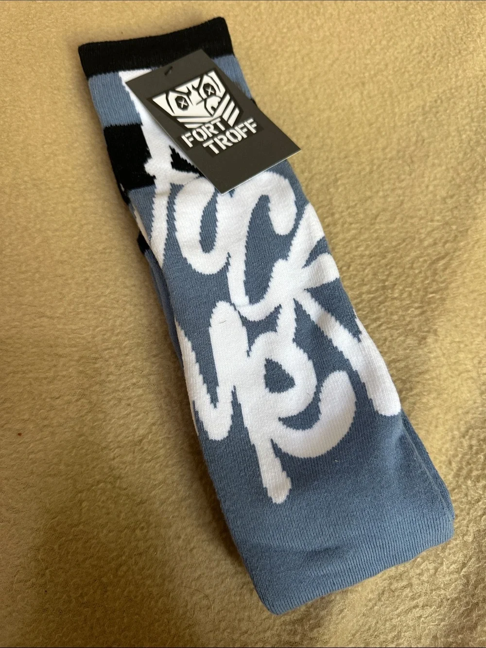 Fort Troff F*** Me Light Blue and Black Graphic Socks